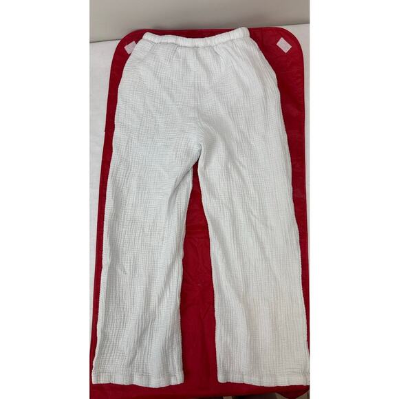 Waffle Knit Pants 100% Cotton Drawstring White Pockets Shein Size 2 XS - Picture 2 of 8